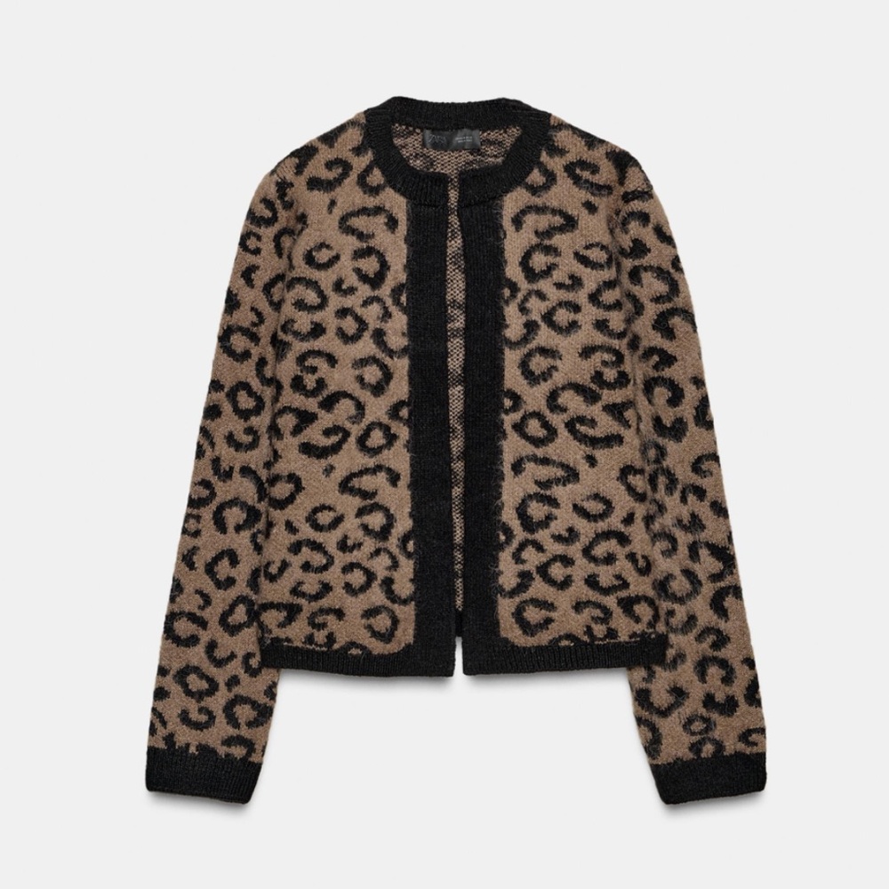 Zara fuzzy leopard cardigan size medium